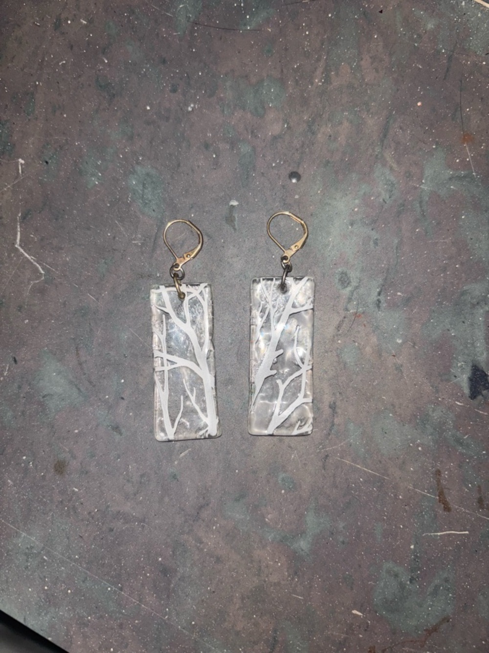 Handmade White Branch Glass Drop Earrings - Women Jewelry